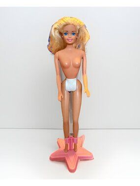 Vintage 90s Superstar Era Barbie Doll RARE Blue Violet Eyes Blonde Hair Tan 1976